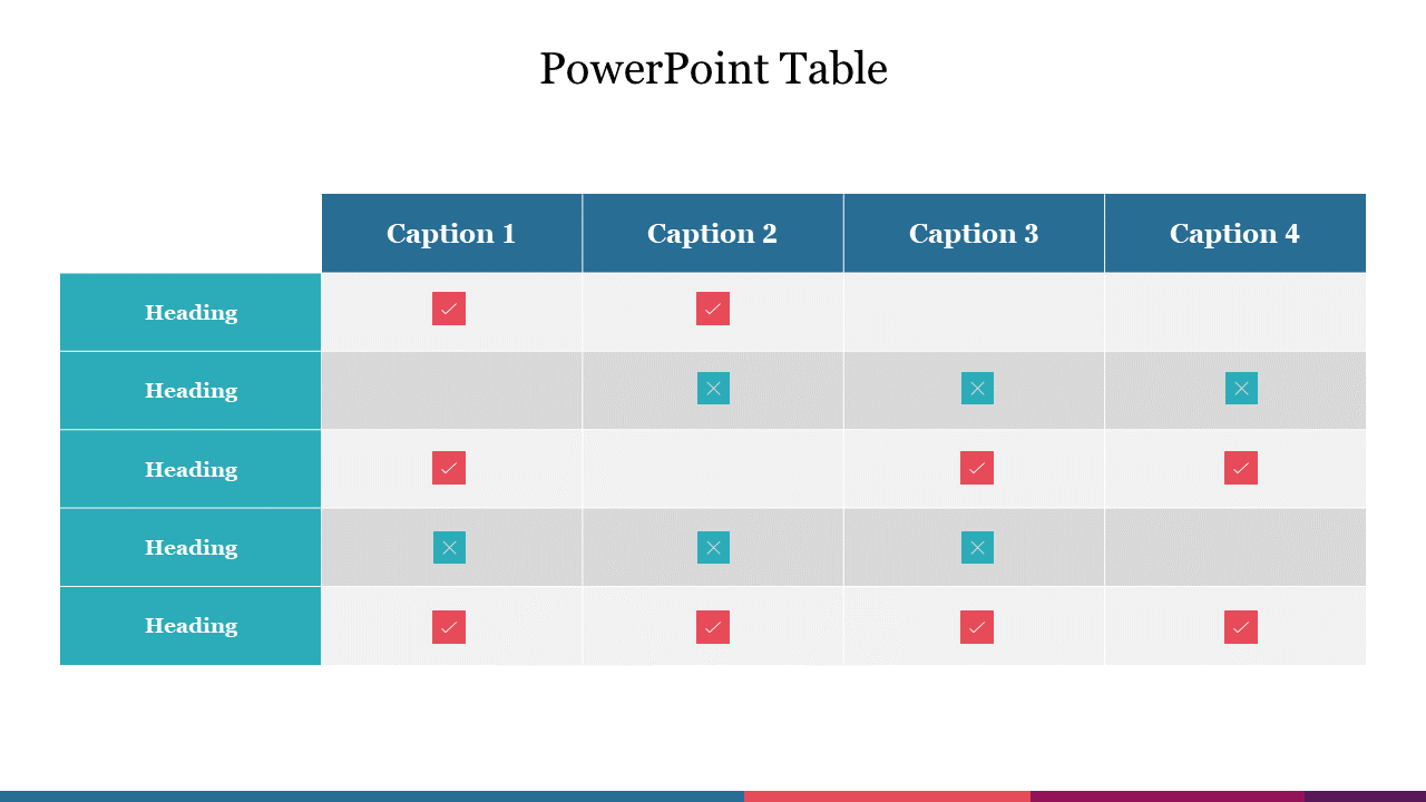 Creative PowerPoint Table Presentation Template